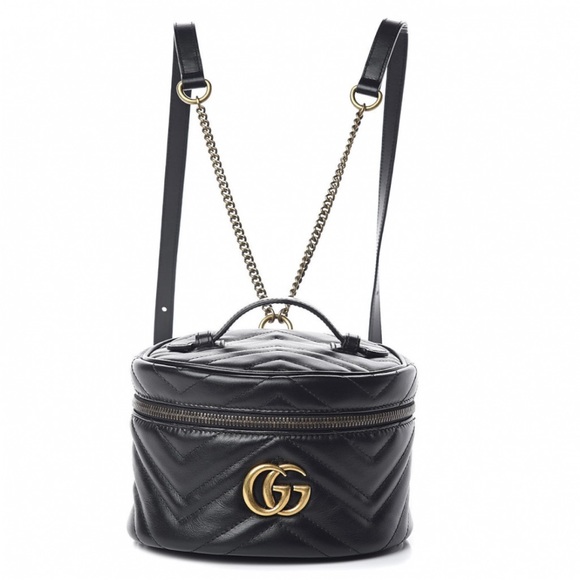 Gucci New With Box GG Marmont Black Leather Vanity Case Backpack - Picture 2 of 13